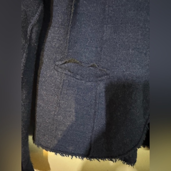 Eileen fisher women’s navy blue buttonn blazer M merino wool blend soft warm - Picture 4 of 7